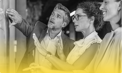 Professionals collaborating during a workshop